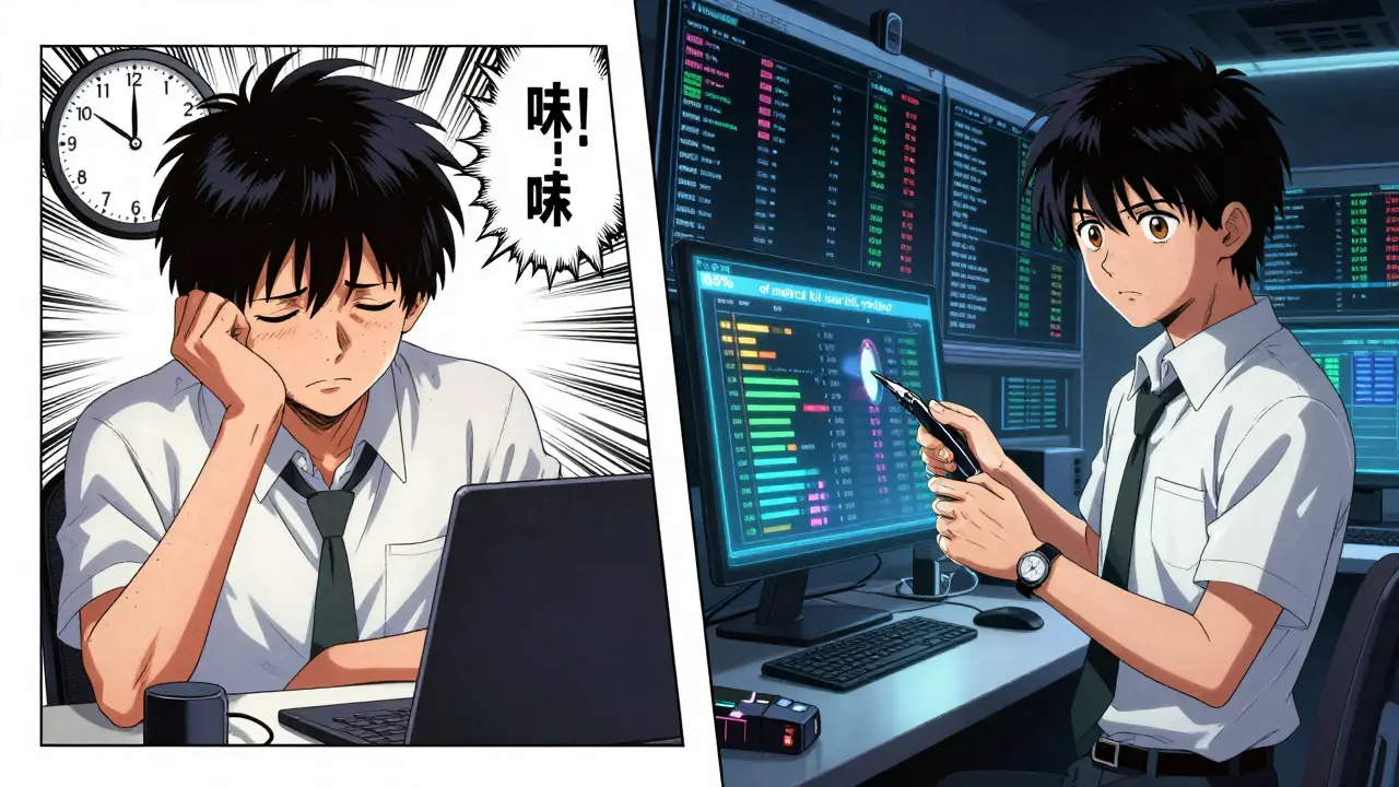 Wechsel der Prüfer nach 22 Minuten: Erschöpfung und Frische im Kontrast bei KI-Überprüfung.